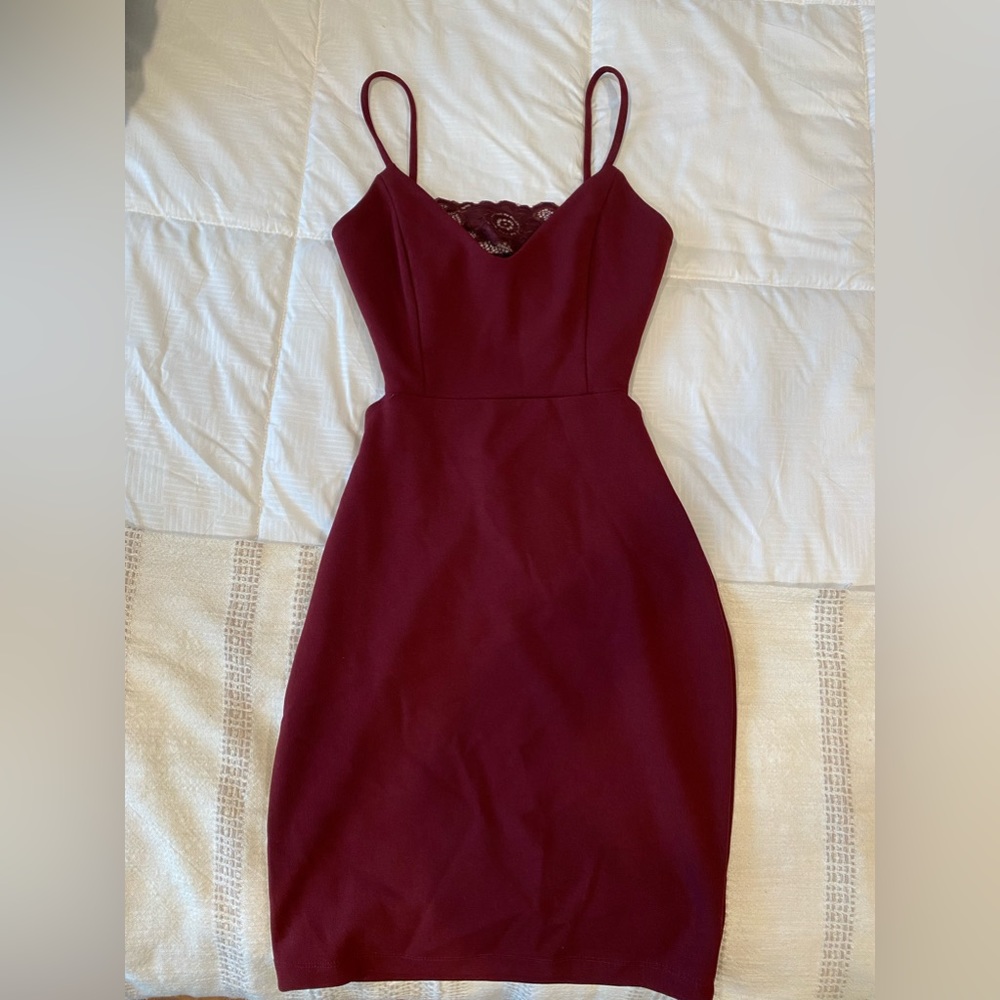 Love Notes Crepe Lace Mini Dress